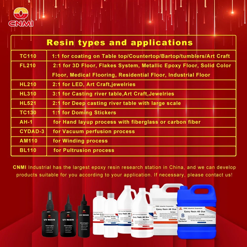 CNMI 2 Parts Clear Liquid Epoxy Resin for Deep Pouring River Table Resin AB Glue Pure Epoxy Clear Crystal